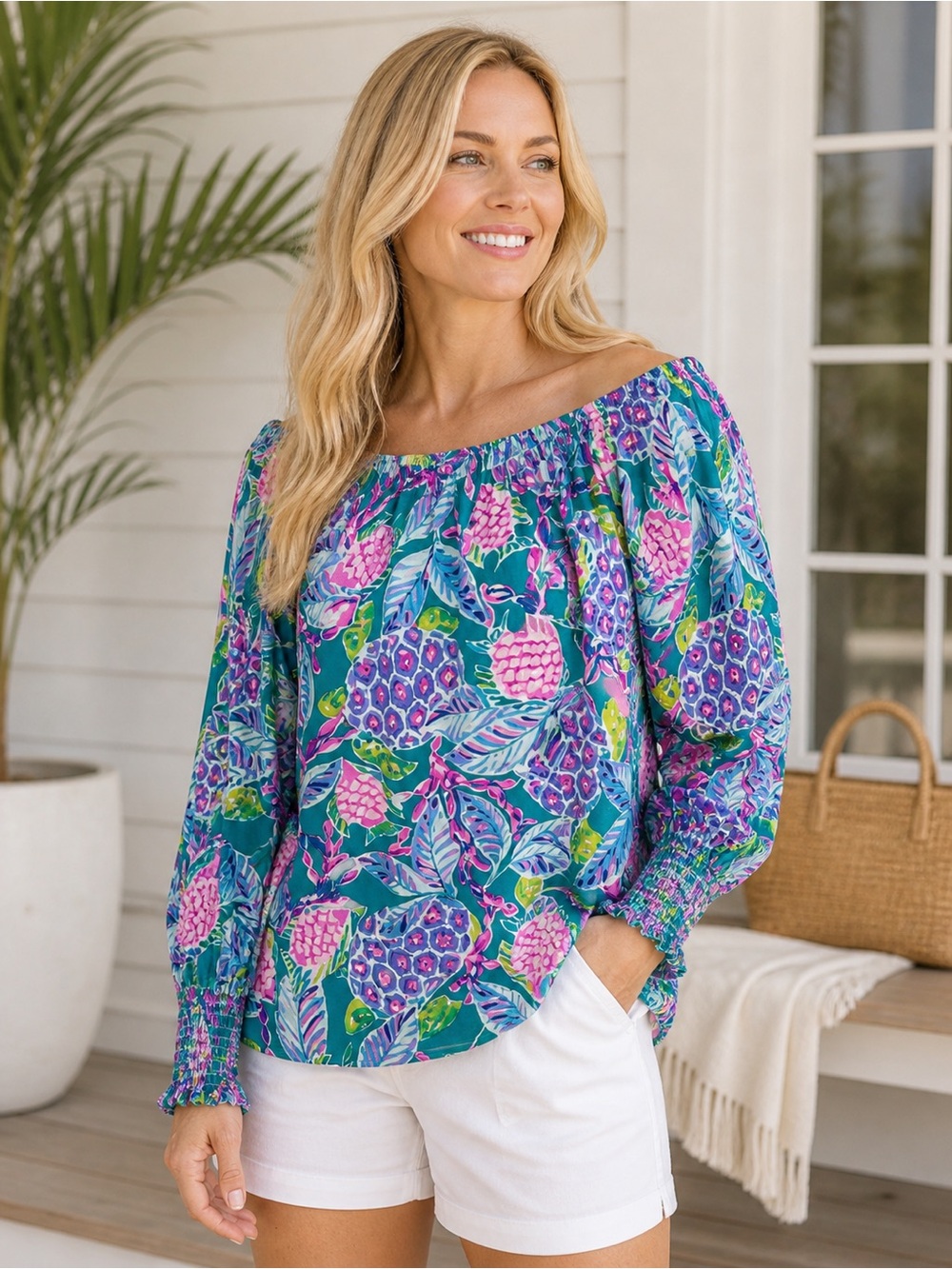 Lilly Pulitzer Womens Lana Top in Maldives Green Turtle Wave Sz XS
